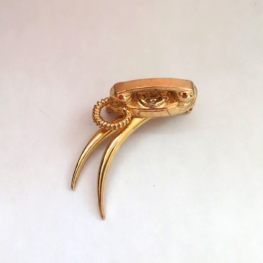 Elegant Gold Tone  Telephone Brooch